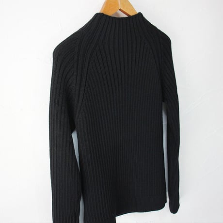 **再入荷**　homspun ホームスパン　ラムリブハイネックプルオーバー　#ブラック　【送料無料】