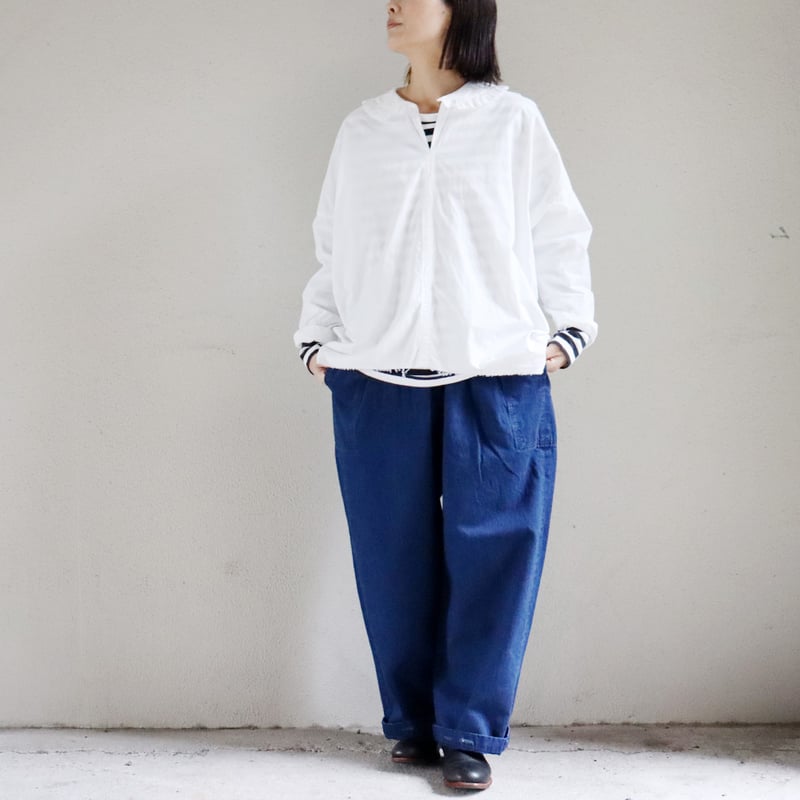 今季も再入荷** homspun ホームスパン 10ozデニムギャザーパンツ