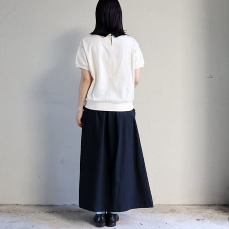 MAGALI マガリ　ループバックコットンオーガンジー襟カットソー　#アイボリー、ブラック