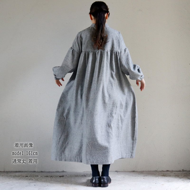 再々入荷** LinenYa リネンヤ ウールコットン長袖スタンドカラー