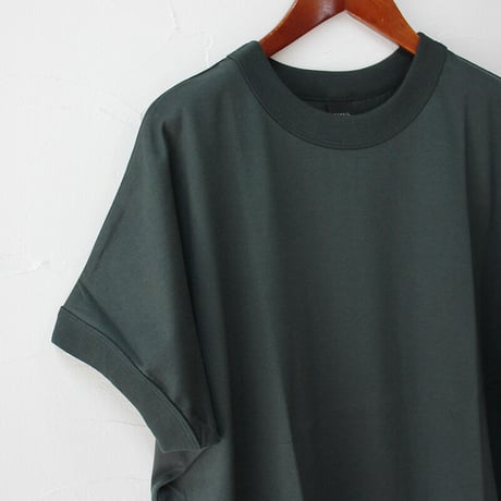 TRAVAUL MANUEL トラバイユマニュアル  ギザ天竺バインダーアシメTシャツ　#ダークグリーン、サンド