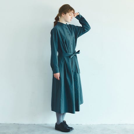 MAGALI マガリ　天日干しコットンタックワンピース　#モス、マスタード、グレープ
