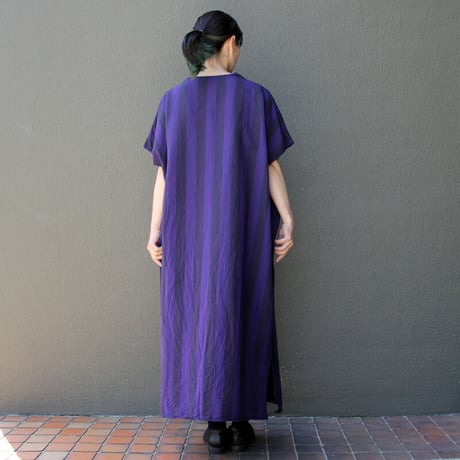 **またまた再入荷** homspun ホームスパン　コットンリネン太ストライプBIGワンピース