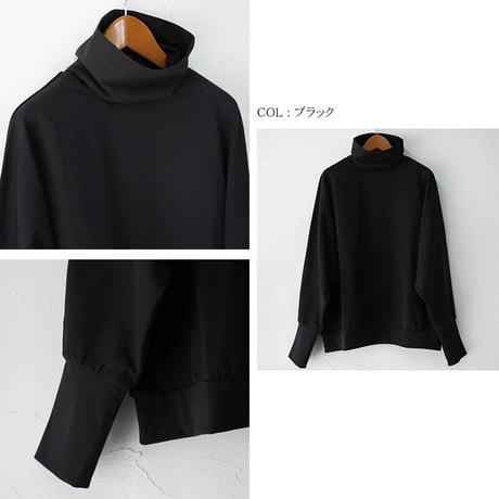 **ベージュ、オールドブルーのみ再入荷** Linenya リネンヤ　コットンシルクハイネックプルオーバー　#ブラック、ネイビー、ベージュ、オールドブルー　【送料無料】