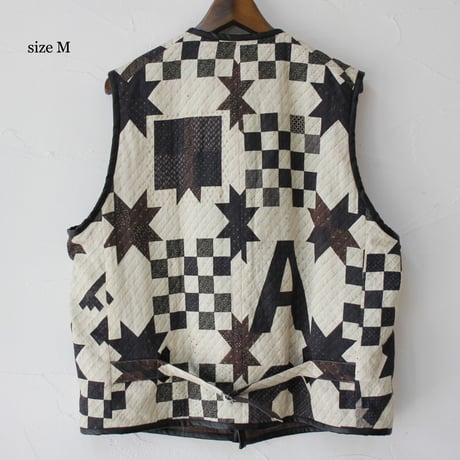 ASEEDONCLOUD アシードンクラウド　Map quilt print Reversible uniform vest #off white 【送料無料】