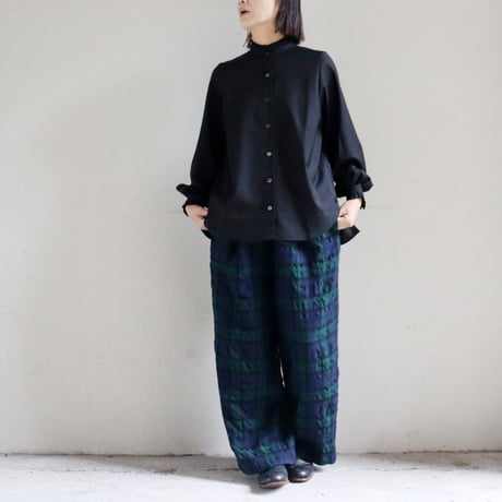 TRAVAIL MANUEL コットンウールタータンチェックインタックパンツ　#LOYAL STEWART、BLACK WATCH
