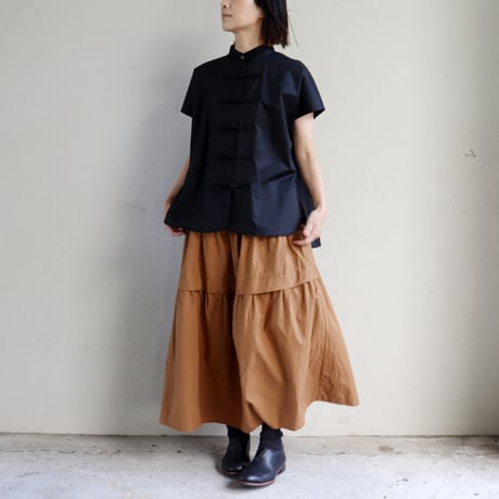 homspun ホームスパン　コットンミニチェックティアードスカート　#オレンジ