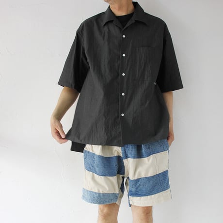 amne アンヌ　シャンブレーオープンカラーシャツ　CHAMBRAY H_s shirts　#ブラック、オリーブ