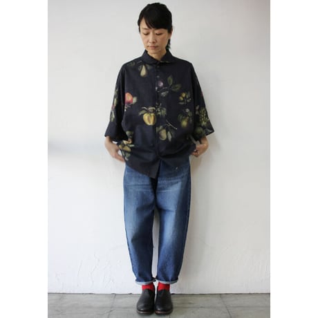 ASEEDONCLOUD　アシードンクラウド　Mitsuyakusou botanical print Resarcher shirt  #ブラック