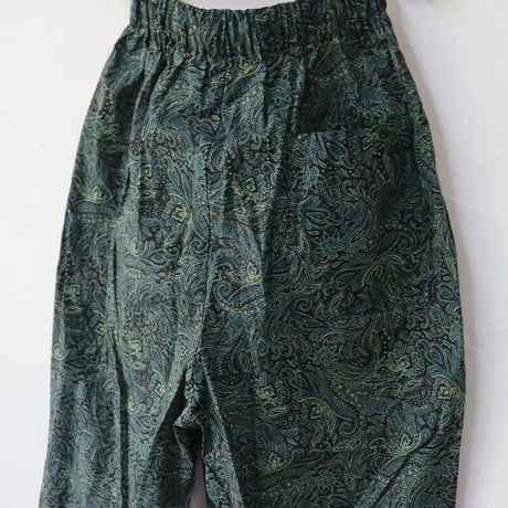 **再入荷**TRAVAIL MANUEL トラバイユマニュアル　ボタニカルプリントスラントリボンパンツ　#グリーン、ブラック