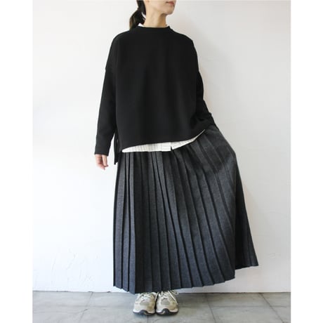 **またまた再入荷** LinenYa リネンヤ　ウールプリーツスカート　#ブラック、グレー　【送料無料】