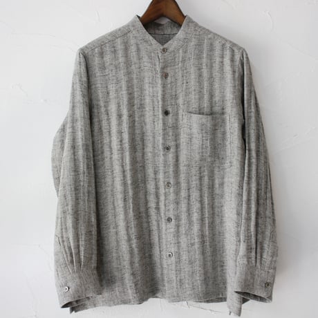 atelier naruse アトリエナルセ　linen tweed band-collar shirt　リネンツイードバンドカラーシャツ