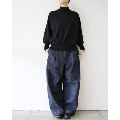 **またまたまた再入荷** LinenYa リネンヤ　as it is.　コットンモックネック長袖ニット　#ブラック、ネイビー　【送料無料】
