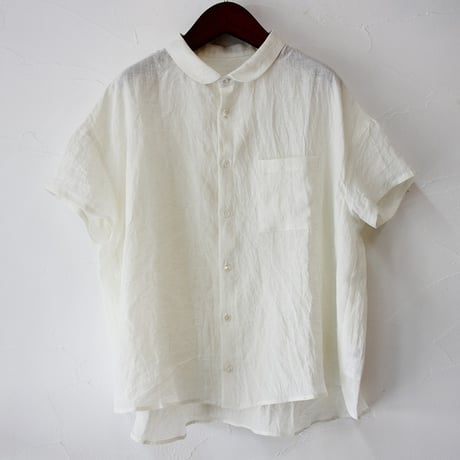**またまたまた再入荷** LinenYa リネンヤ　リネン丸襟ブラウス　#ブラック、ホワイト