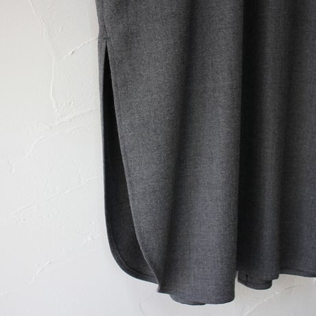 atelier naruse アトリエナルセ　wool saxony long shirt　ウールサキソニーロングシャツ　#グレイ、ブラック　【送料無料】