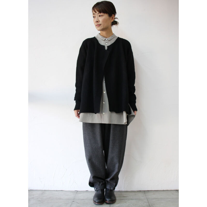 homspun(ホームスパン)縮絨起毛ウールラグランカーディガン homspun ホームスパン 縮絨起毛ウールラグランカーデ #TOPグレー