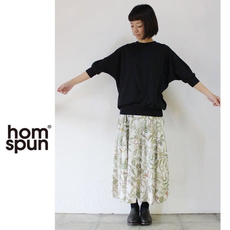 **ネイビーのみ再入荷** homspun ホームスパン　60/2天竺七分袖プルオーバー 　【レターパック発送】
