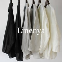**再入荷** LinenYa リネンヤ　リネンバックギャザーブラウス　#ホワイト、ライトグレー、ブラック