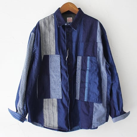 FUNSET OF ART ファンセットオブアート　インディゴパッチワークカバーシャツ　#インディゴ