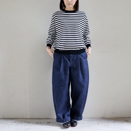 Linenya as it is. コットンボーダーニット　#ブラックｘホワイト、ホワイトｘブラック