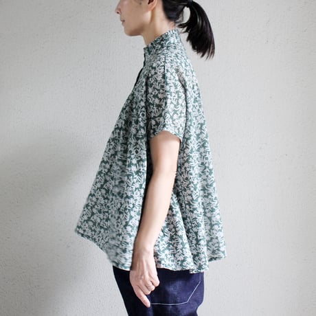 soil ソイル　80s VOILE TWO TONE FLOWER PRINT FRILL COLLAR FRENCH/SL SHIRT 【送料無料】