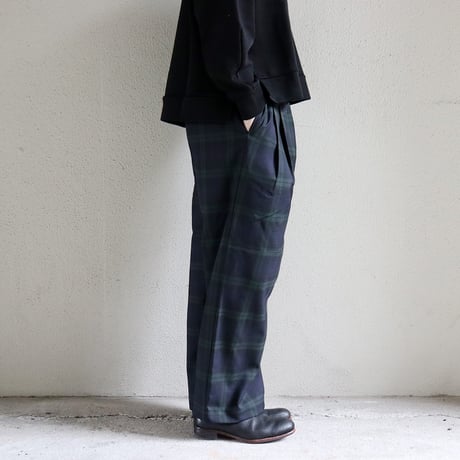 TRAVAIL MANUEL トラバイユマニュアル　ウールトロチェック2タックトラウザーズ　#ブラックウォッチ