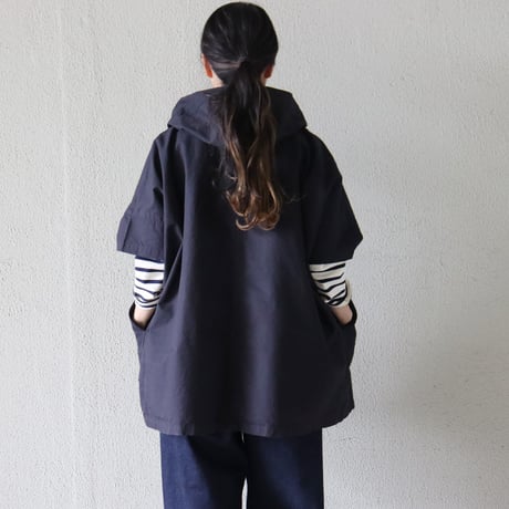homspun ホームスパン　コットンリップストップポンチョ　#ネイビー　【送料無料】