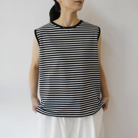 TRAVAIL MANUEL トラバイユマニュアル　ミディ天竺ボーダースリーブレスTOP
