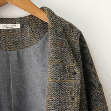 atelier naruse アトリエナルセ　ハリスツィードウールコクーンコート Harris Tweed wool cocoon coat