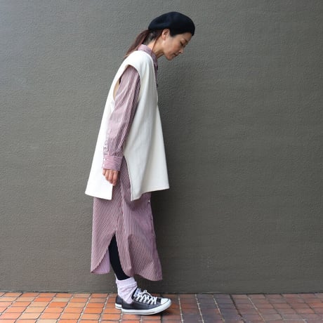 ARTE POVERA アルテポーヴェラ　ハードインレイVネックチュニック　#生成り、黒