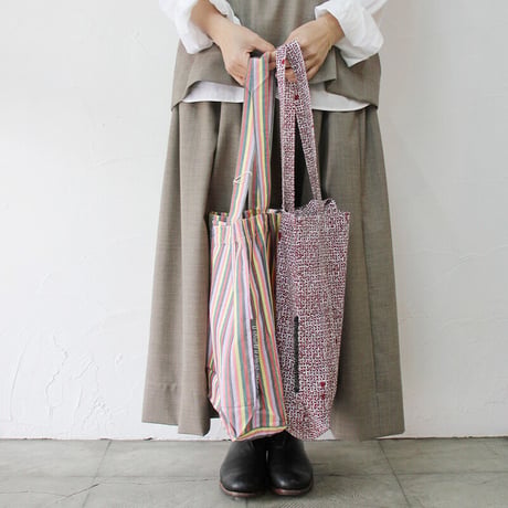 homspun ホームスパン　トートバッグ 　#レッド、マルチストライプ