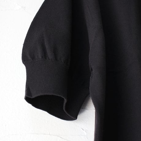 **またまたまた再入荷** LinenYa リネンヤ as it is.  コットンモックネック5分袖ニット　#ネイビー、ブラック、ホワイト