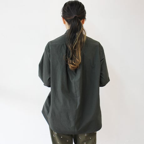 SUSURI ススリ　ボタニストシャツ　#ecru , greenish black 【送料無料】