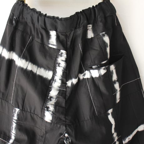 ARTE POVERA アルテポーヴェラ　スーピマローンしぼり染め2タックイージーパンツ　#ブラックMIX