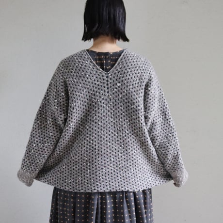 **再入荷**homspun ホームスパン　ナチュラルネップジャガードカーディガン　#ベージュ、ブラウン