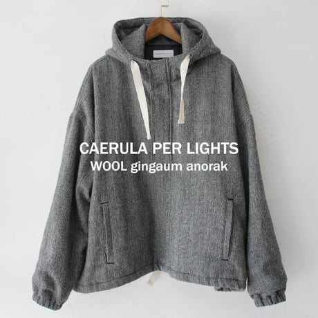 CAERULA PER LIGHTS カエルラパーライツ　ウールギンガムアノラック　#ブラック　【送料無料】