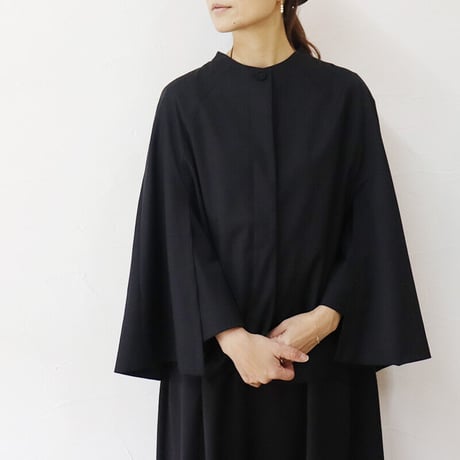 **再入荷** Linenya リネンヤ　ウールケープ　#ブラック　【送料無料】