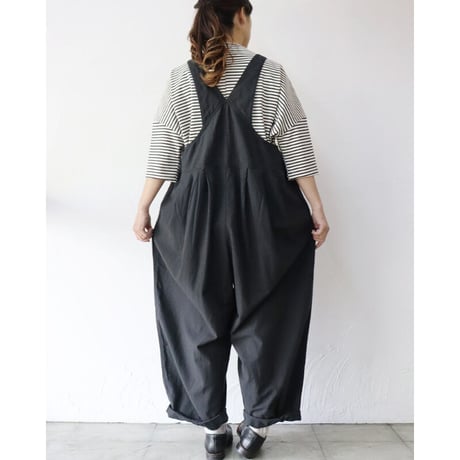 Brocante ブロカント　綿麻バックサテンバロンサロペット Ballon salopette #ベージュ、オリーブ、ブラック