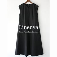Linenya リネンヤ　コットンフロントタックワンピース　#ブラック　【送料無料】