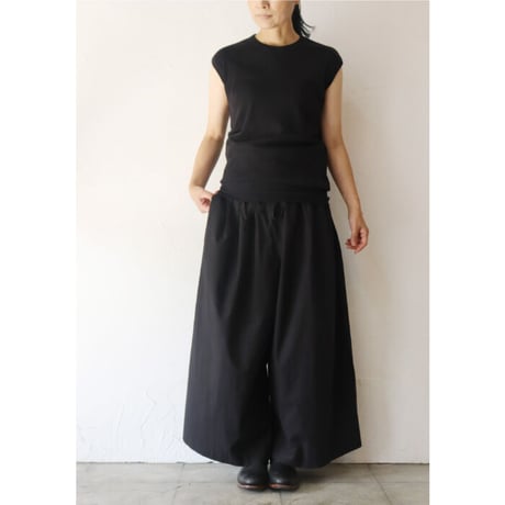 **またまた再入荷** LinenaYa リネンヤ　ハイウエストワイドパンツ　#ブラック　【送料無料】