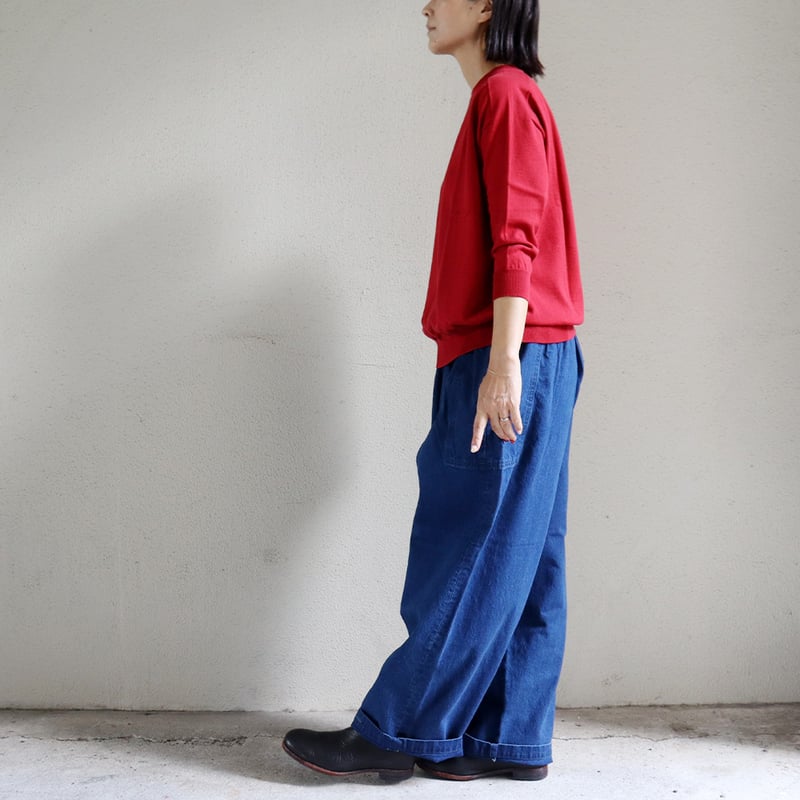 今季も再入荷** homspun ホームスパン 10ozデニムギャザーパンツ