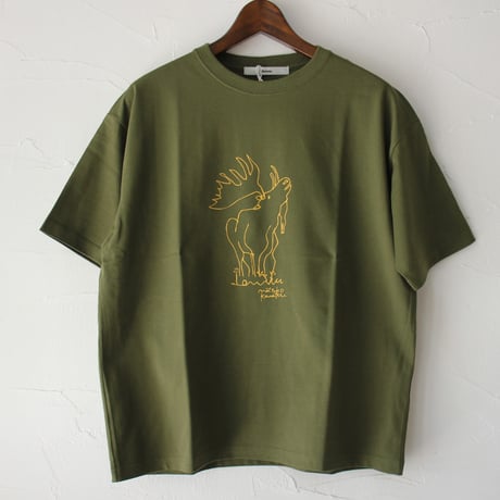 **別注色再入荷**amne アンヌ　”ELK” エルク柄半袖Tシャツ　#ブラック（自店別注色）、オリーブ、ホワイト