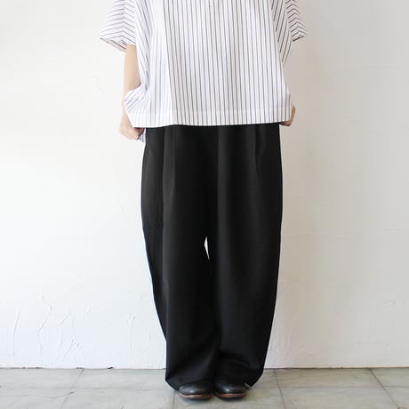 TRAVAIL MANUEL トラバイユマニュアル　ヴィンテージツイルコクーンパンツ　#ブラック　【送料無料】