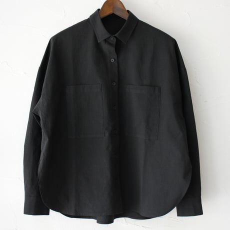 **再入荷** LinenYa リネンヤ　コットンブロードスモールカラーブラウス(ショート）　#ホワイト、ブラック