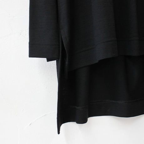 atelier naruse アトリエナルセ　wool＆linen bosom shirt cut and sew ウール＆リネンブザムシャツカットソー #グレイ、ブラック