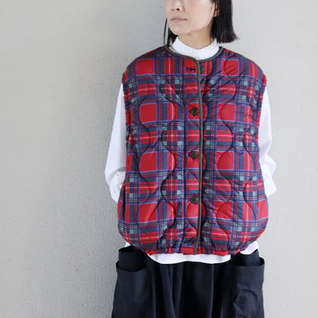 maomade マオメイド　キルトリバーシブルベスト　#グリーンチェック、レッドチェック　【送料無料】