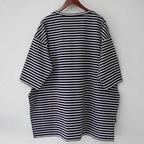 TRAVAIL MANUEL トラバイユマニュアル　ハイゲージボーダーハーフスリーブルークTシャツ