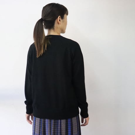 homspun ホームスパン　梳毛ウールアシンメトリーカーデ　#ブラック　【送料無料】