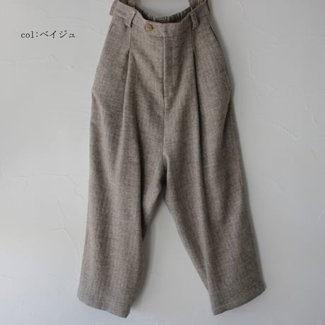 atelier naruse アトリエナルセ　シェットランドウールリネンタックワイドパンツ shetland wool linen tuck wide pants