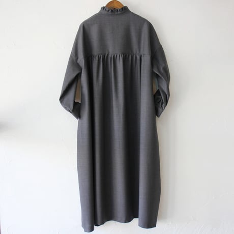 **再入荷** Linenya リネンヤ　ウールフリルワンピース　#ブラック、グレー　【送料無料】